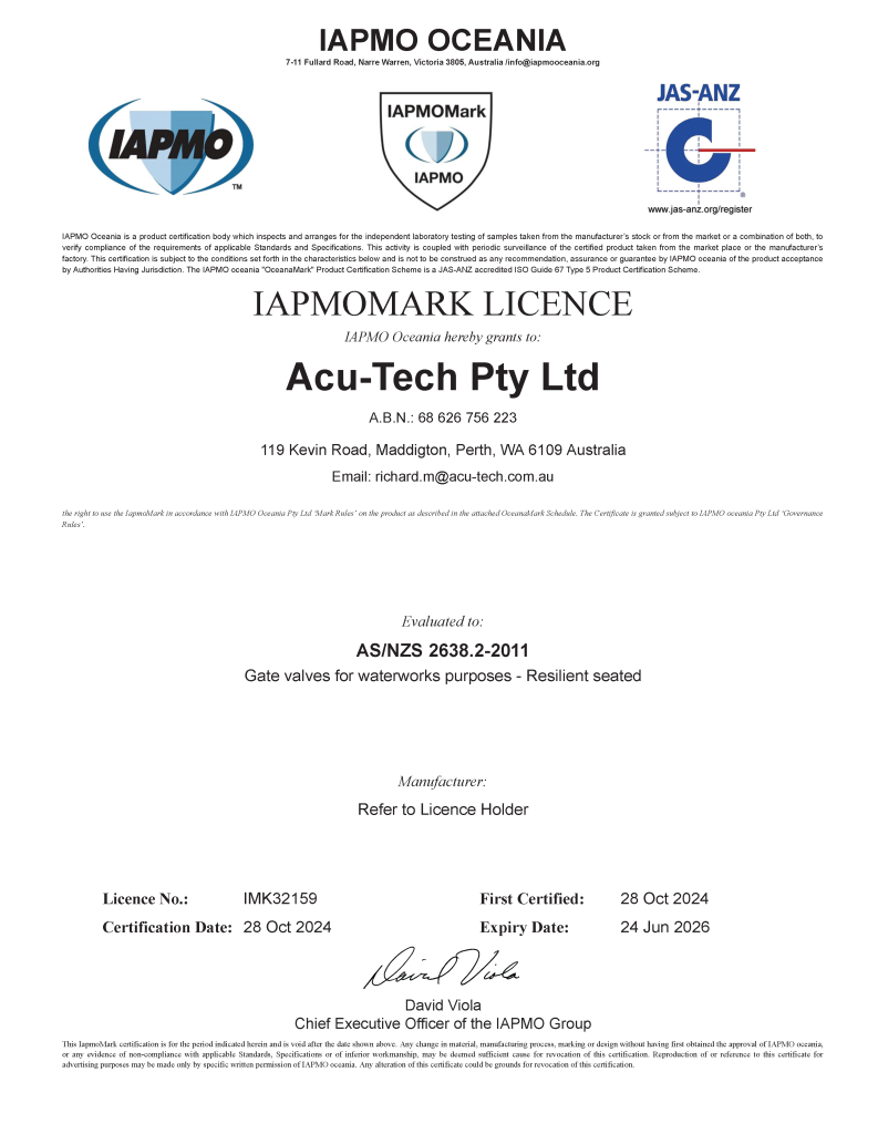 Acu-Tech IMK32159 Certificate_Cover Image